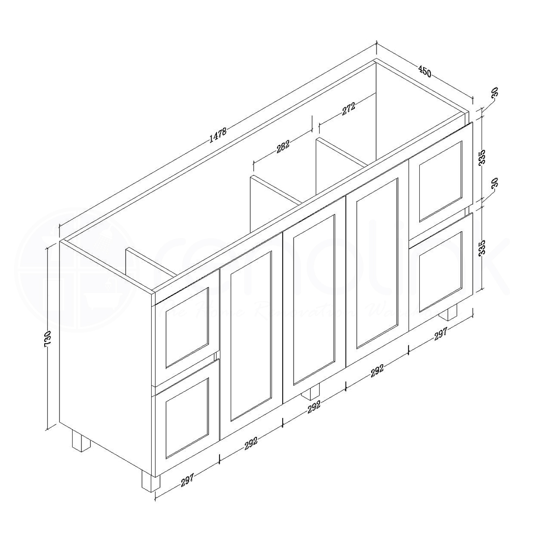 Shaker 1500mm Plywood Bathroom Vanity Cabinet
