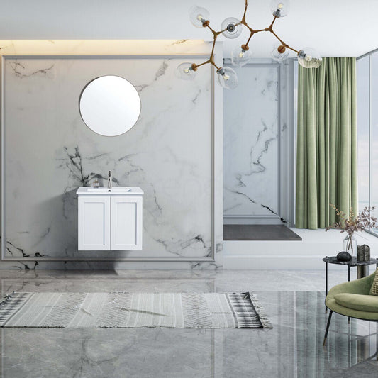 Shaker 600mm Plywood Wall Hung Bathroom Vanity Cabinet