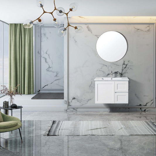 Shaker 750mm Plywood Wall Hung Bathroom Vanity Cabinet