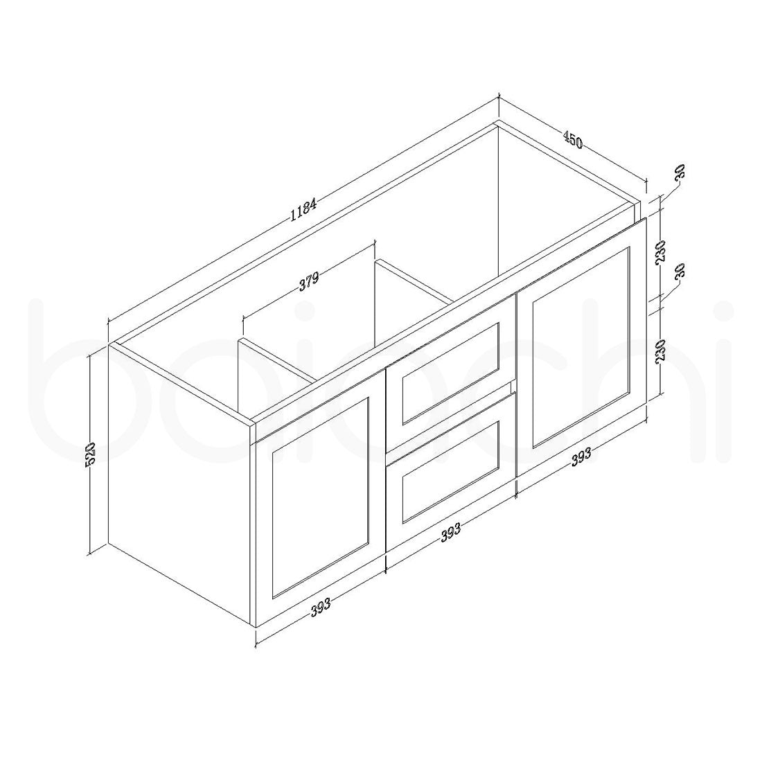 Shaker 1200mm Plywood Wall Hung Bathroom Vanity Cabinet