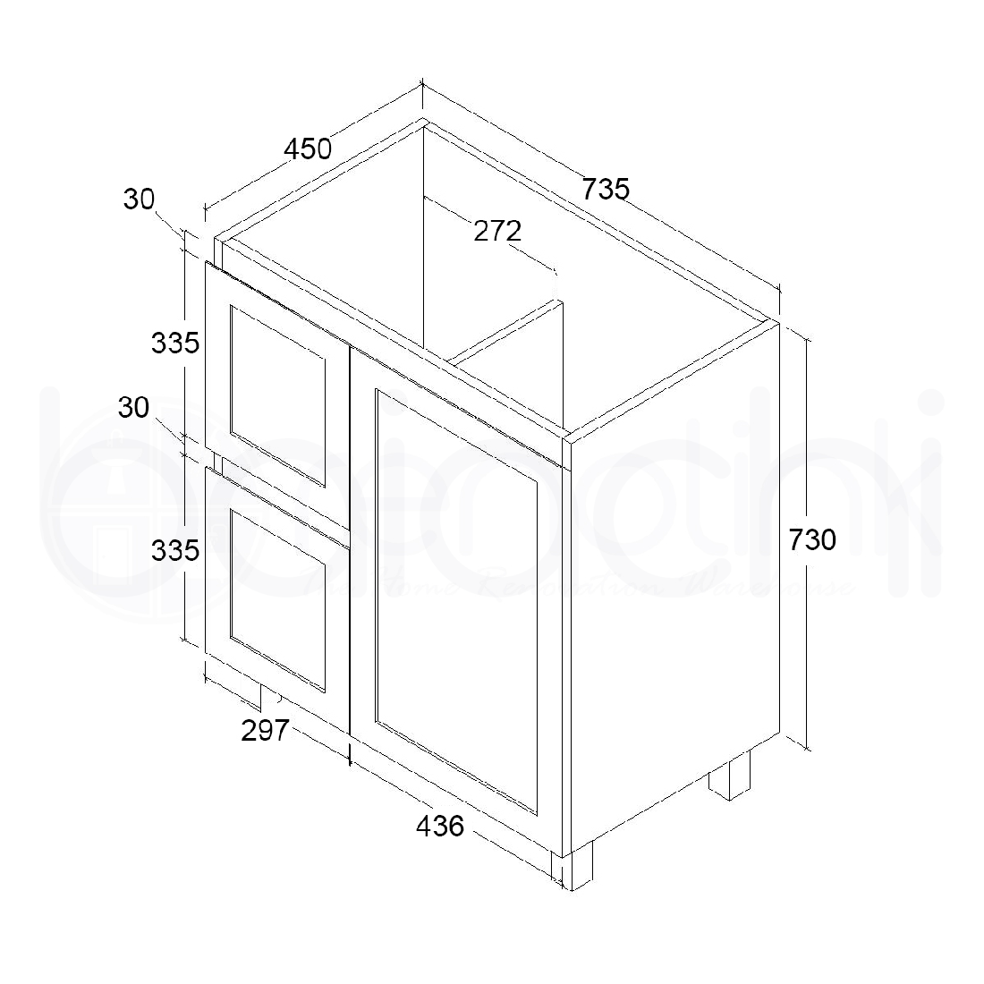 Shaker 750mm Plywood Bathroom Vanity Cabinet