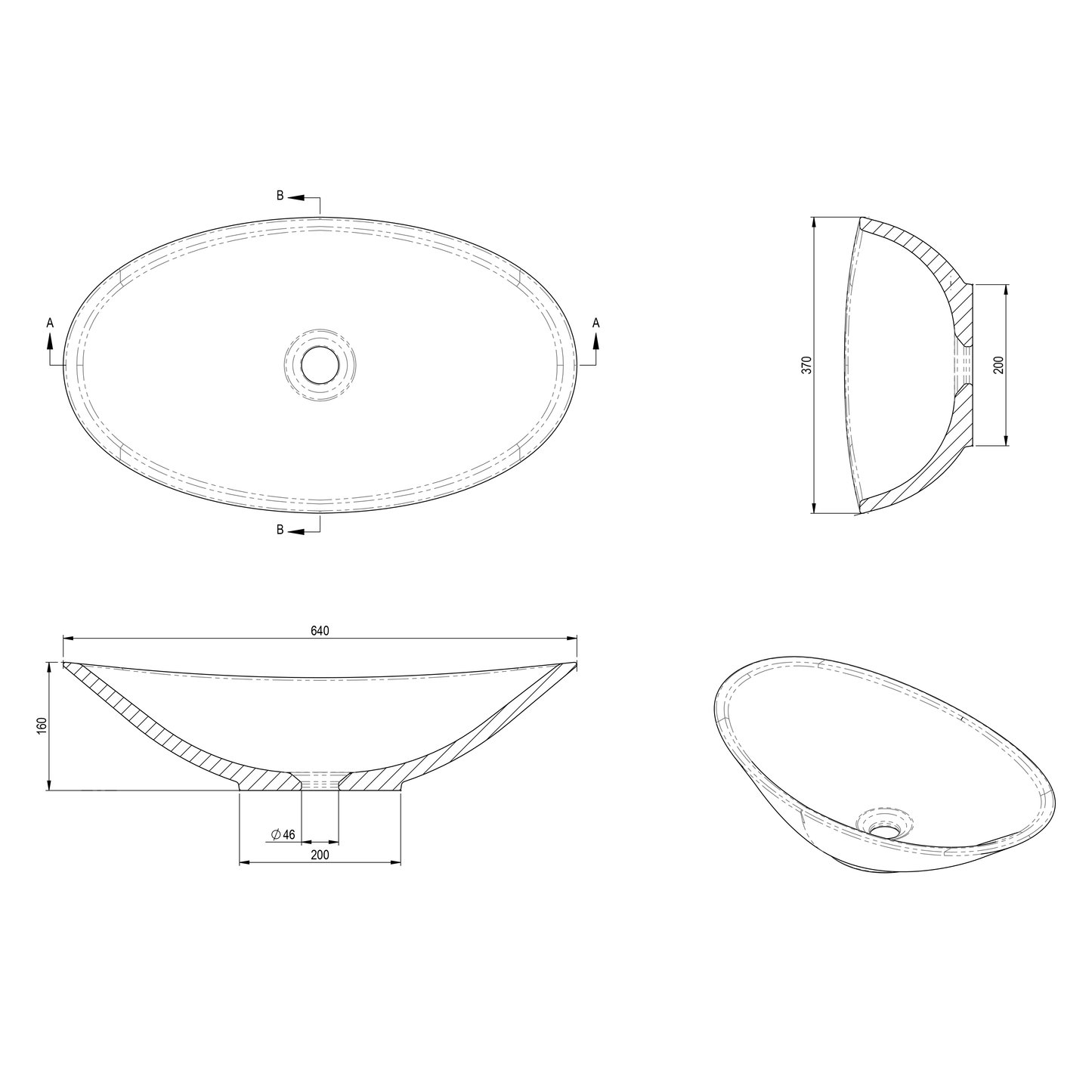 Spring Hill Designs Serica Teardrop Above Counter Concrete Basin Grey Terrazzo