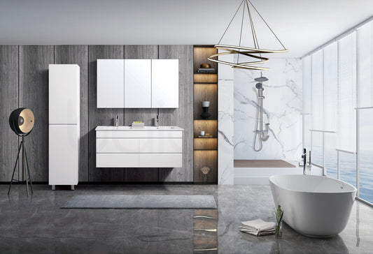 Vellena 1200mm PVC Water Proof Matte White Wall Hung Bathroom Vanity Cabinet