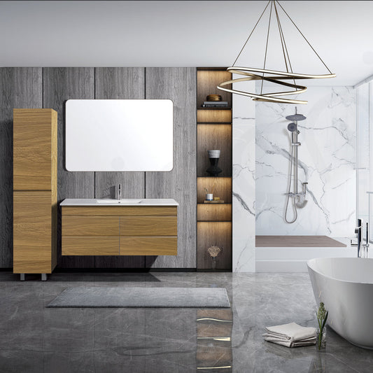 Vellena 1200mm Plywood Prime Oak Wall Hung Bathroom Vanity Cabinet