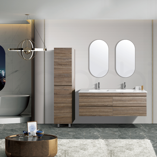 Vellena 1500mm PVC Water Proof Prime Oak Wall Hung Bathroom Vanity Cabinet