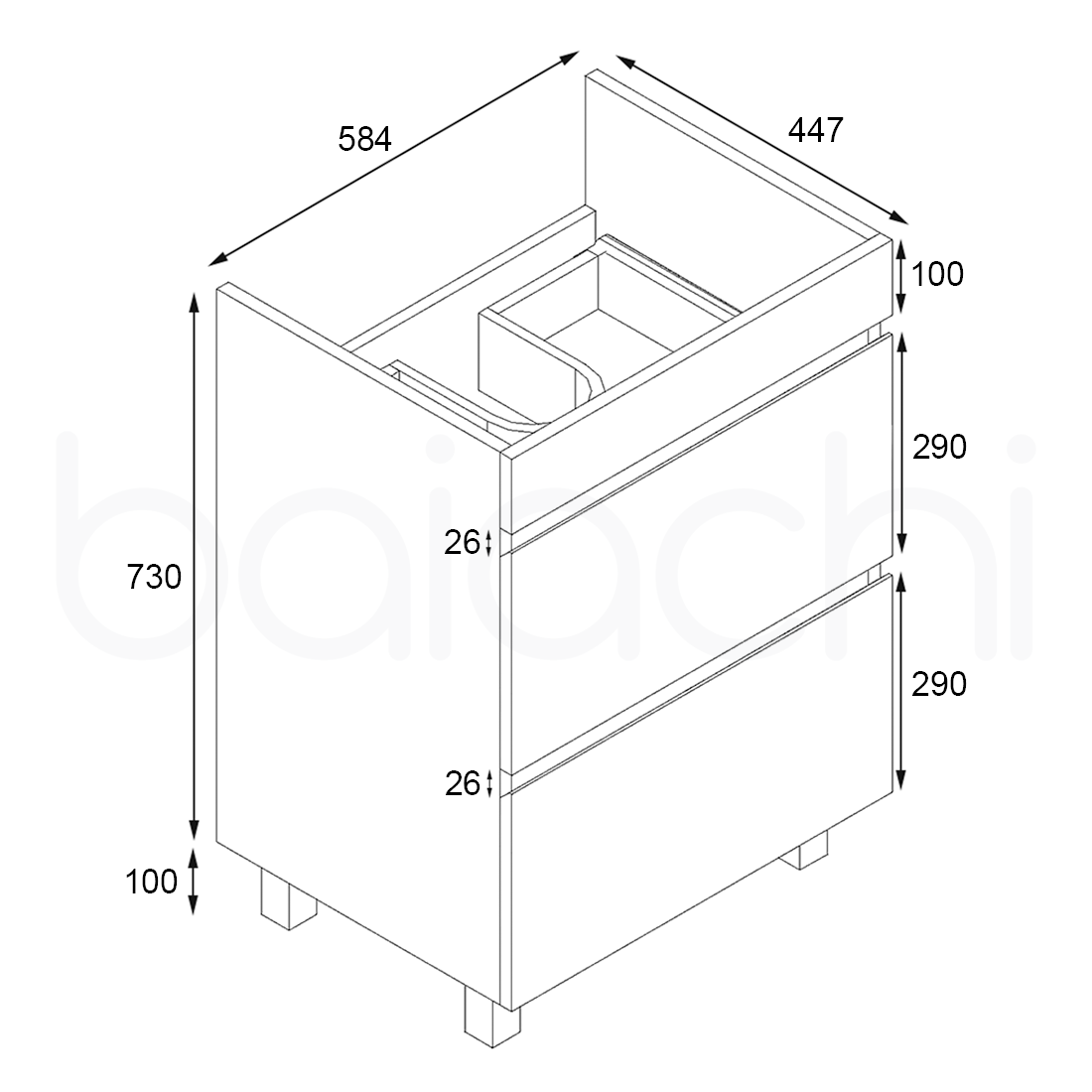 Baiachi vellena 600mm Plywood Empire Oak Bathroom Vanity Cabinet