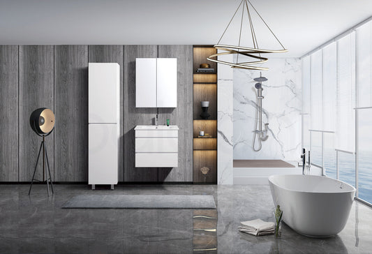 Vellena 600mm PVC Water Proof Matte White Wall Hung Bathroom Vanity Cabinet