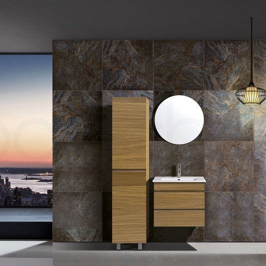 Vellena 600mm Plywood Prime Oak Wall Hung Bathroom Vanity Cabinet