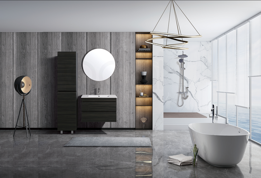 Vellena 750mm PVC Water Proof Empire Oak Wall Hung Bathroom Vanity Cabinet