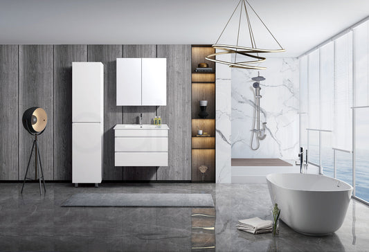 Vellena 750mm PVC Water Proof Matte White Wall Hung Bathroom Vanity Cabinet