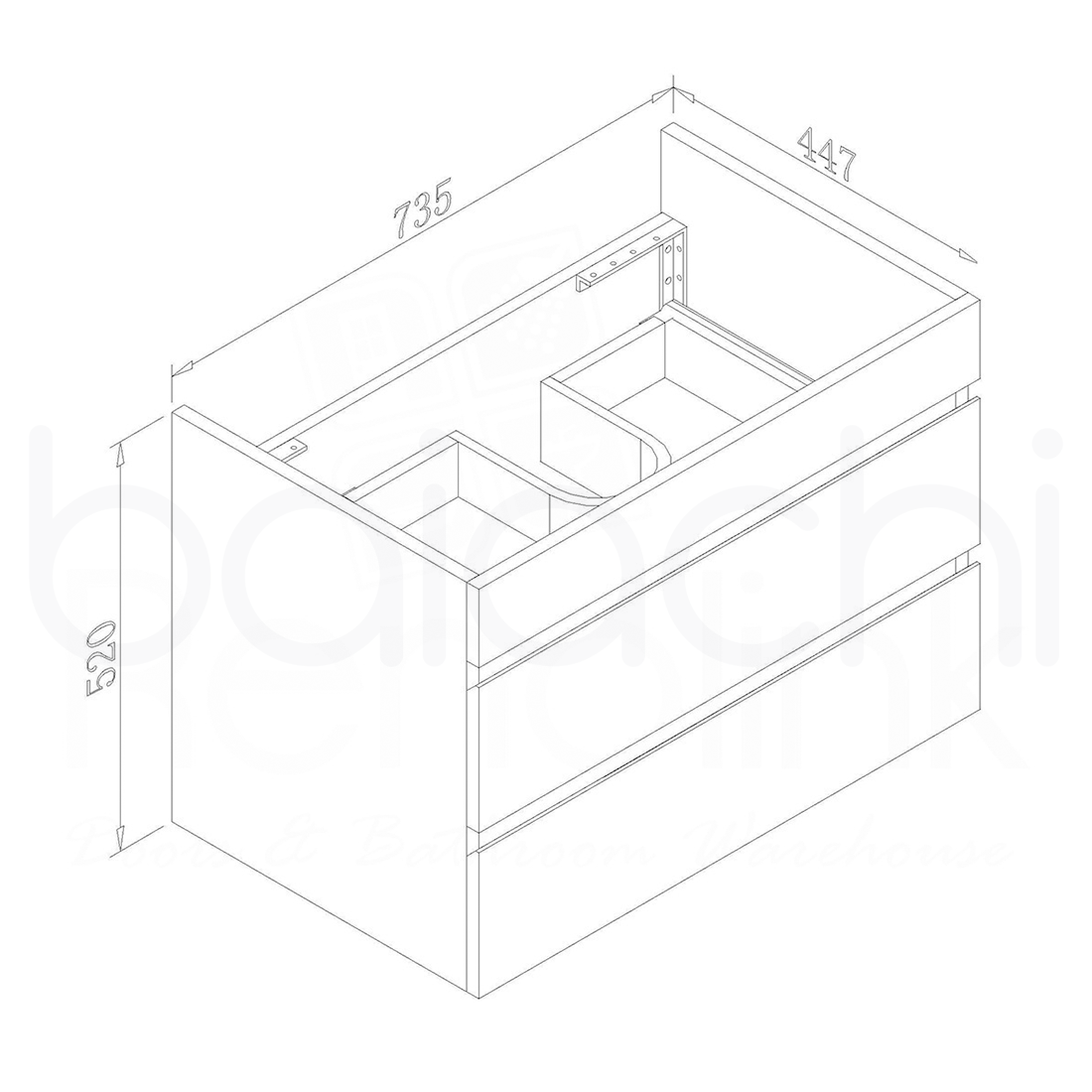 Vellena 750mm Plywood Wall Hung Bathroom Vanity Cabinet