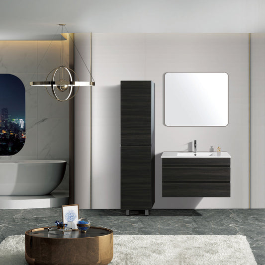 Vellena 900mm Plywood Empire Oak Wall Hung Bathroom Vanity Cabinet