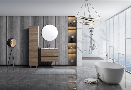 Vellena 900mm PVC Water Proof Prime Oak Wall Hung Bathroom Vanity Cabinet