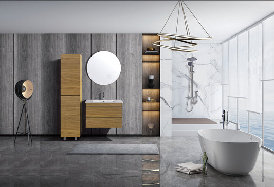 Vellena 900mm Plywood Prime Oak Wall Hung Bathroom Vanity Cabinet