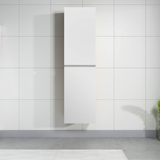Vellena PVC Water Proof Matte White Bathroom Tallboy Cabinet Wall Hung Legs