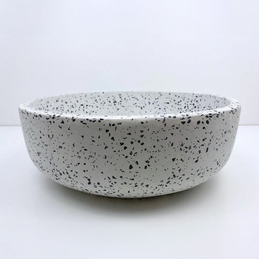 Spring Hill Designs Elios Circular Above Counter Concrete Basin White Terrazzo Black Aggregate