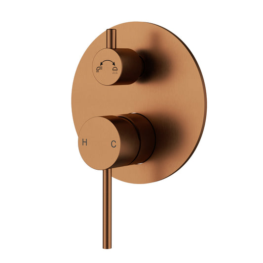 Otus Slimline SS Wall Diverter Mixer Brushed Copper