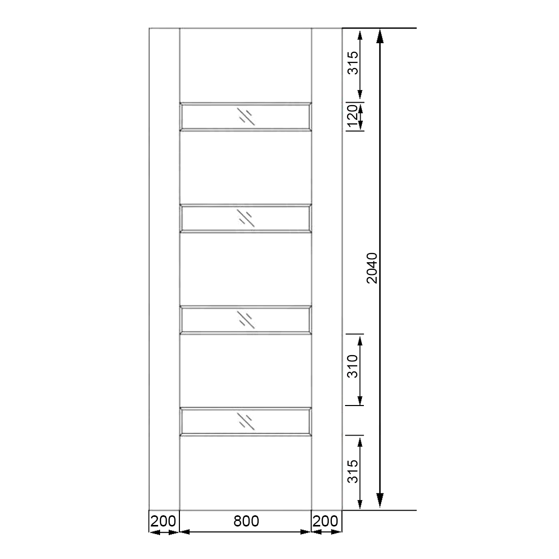 1200X2040X40mm Entrance Solid Timber Veneer External Front Entry Door Glass 030