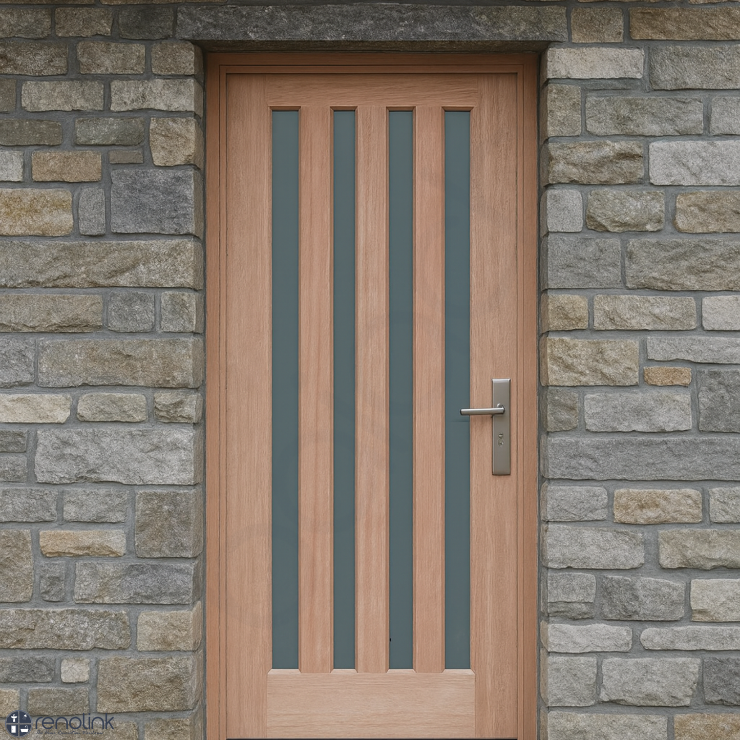 920X2040X40mm Entrance Solid Timber Veneer External Front Entry Door Glass 033