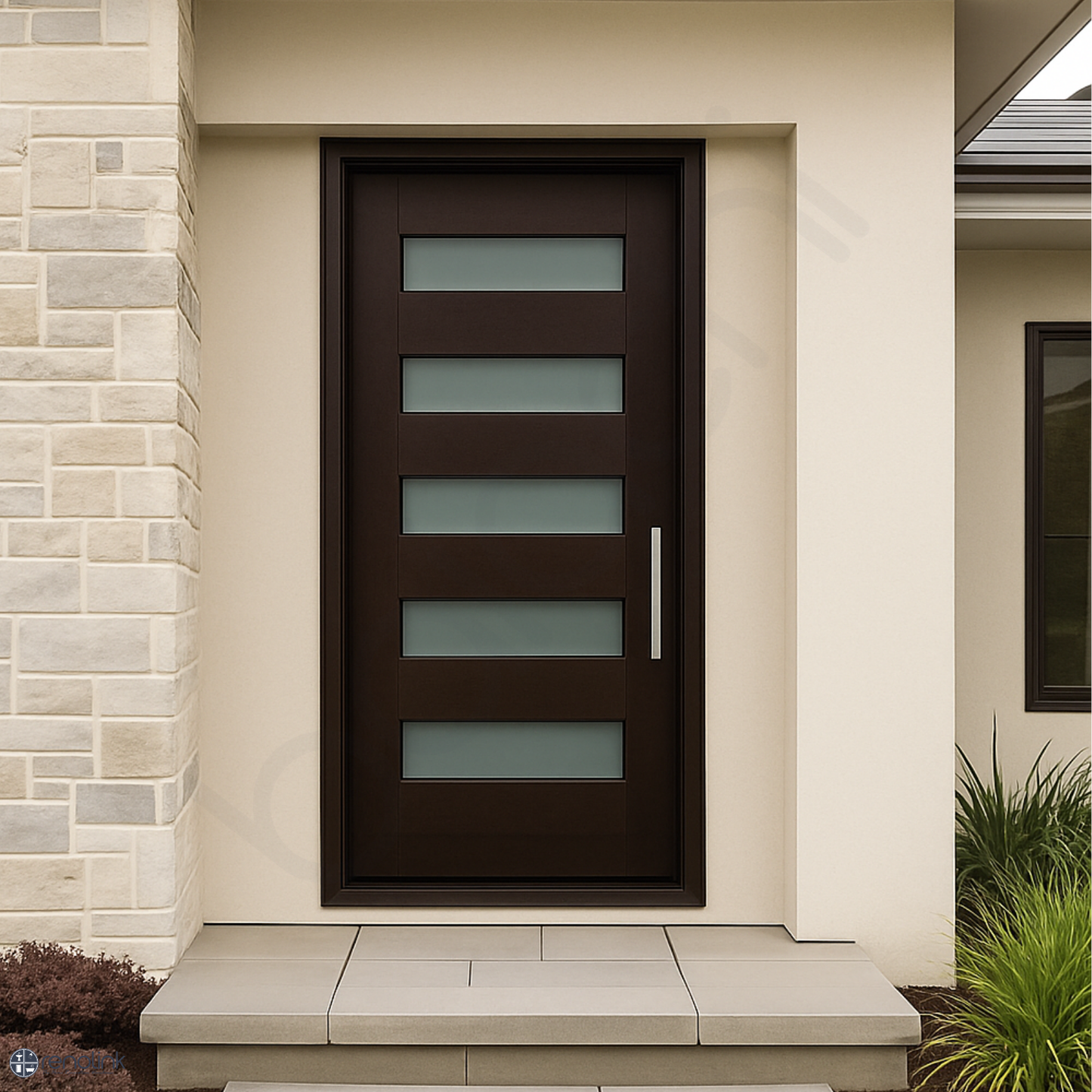 920X2040X40mm Entrance Solid Timber Veneer External Front Entry Door Glass 035