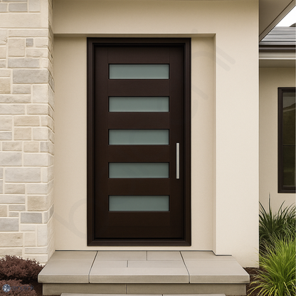 920X2040X40mm Entrance Solid Timber Veneer External Front Entry Door Glass 035
