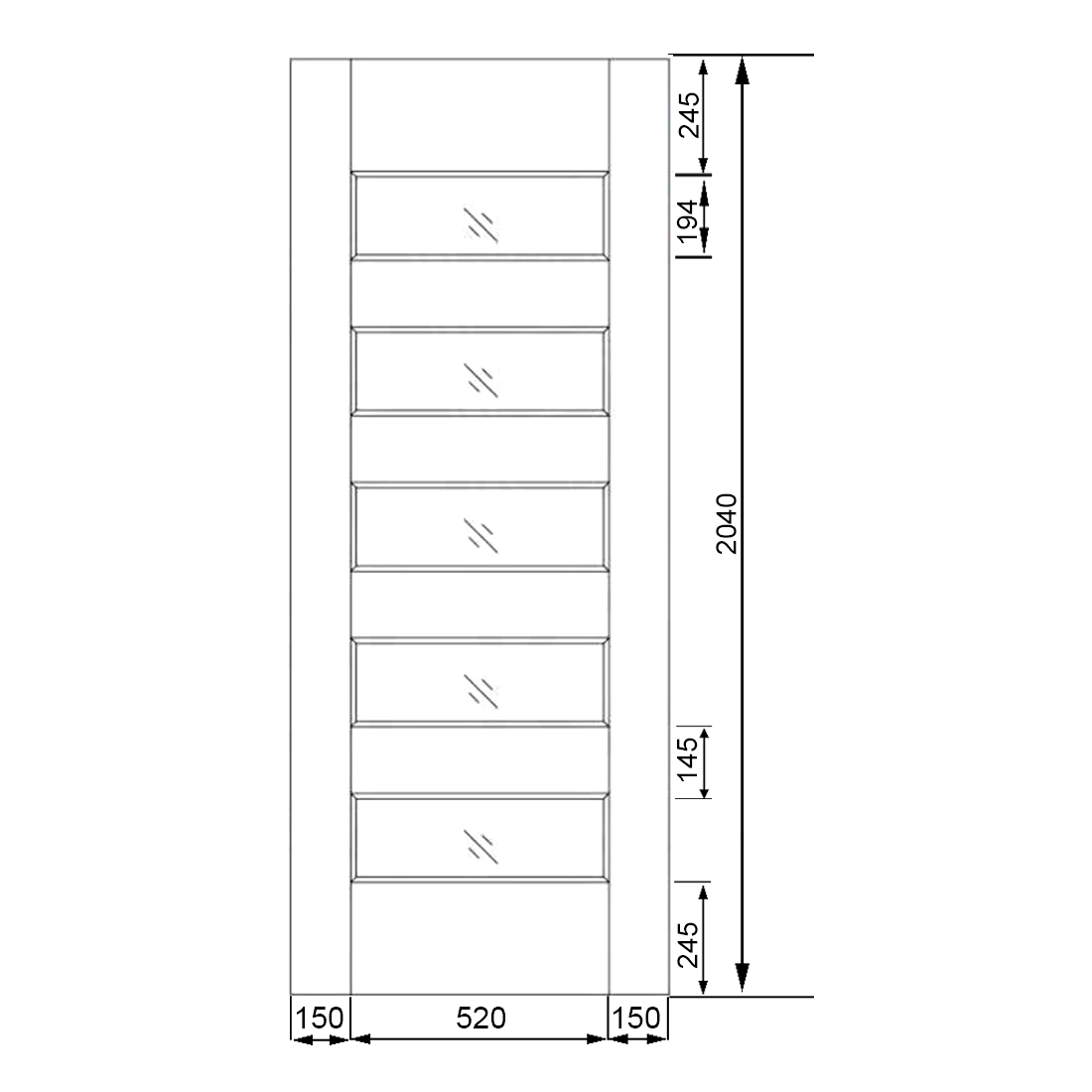 820X2040X40mm Entrance Solid Timber Veneer External Front Entry Door Glass 035
