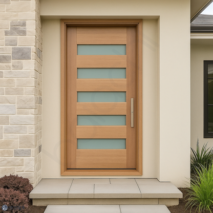 920X2040X40mm Entrance Solid Timber Veneer External Front Entry Door Glass 035