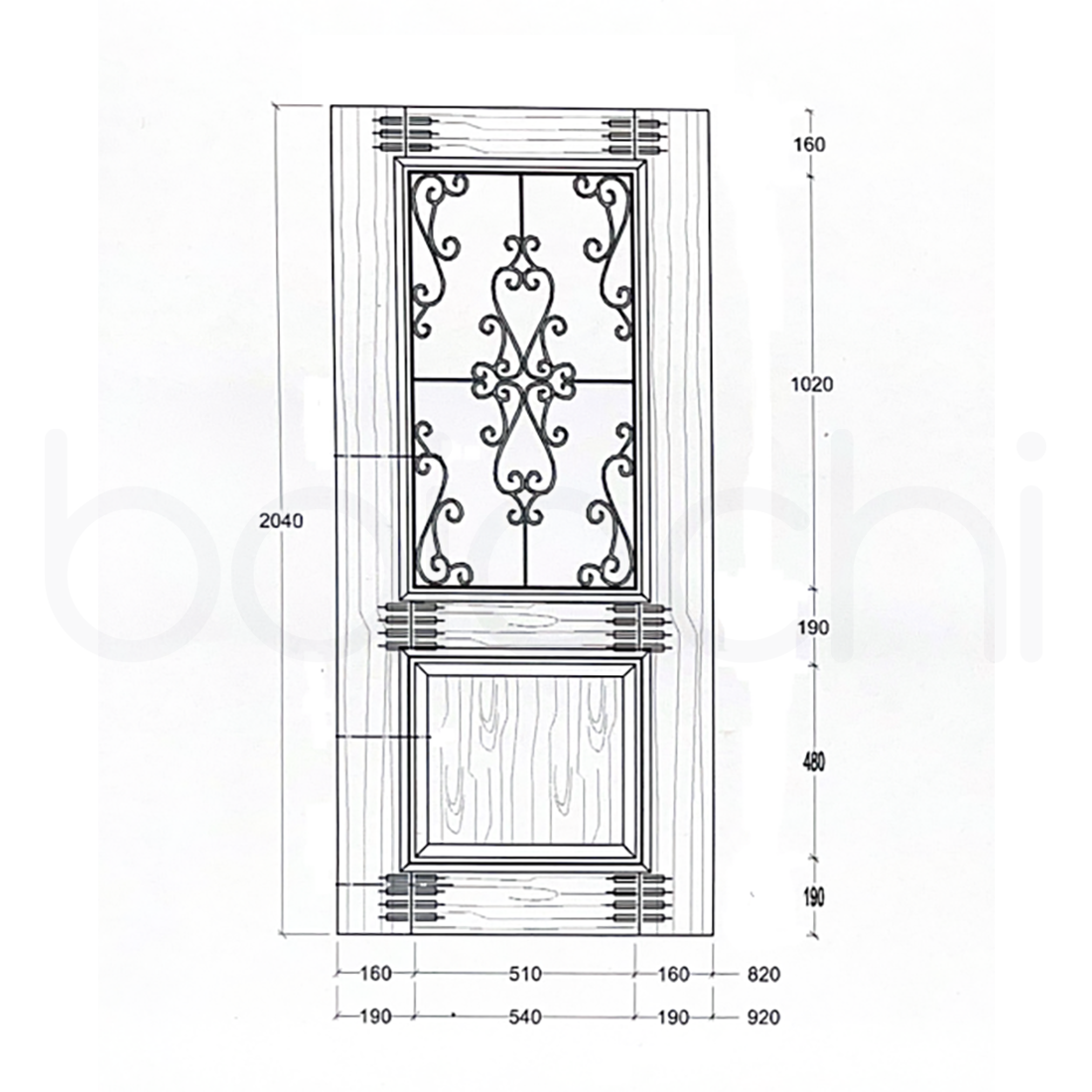 820X2040X40mm Entrance Solid Timber Veneer External Front Entry Door Glass 081