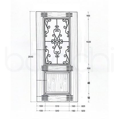 820X2040X40mm Entrance Solid Timber Veneer External Front Entry Door Glass 081