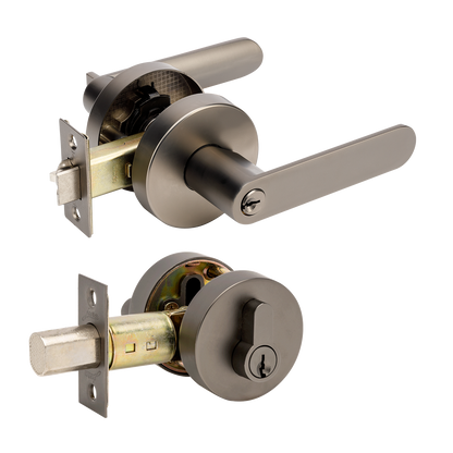 Zanda Sceptre Door Handle Lever Combination Set Graphite Nickel