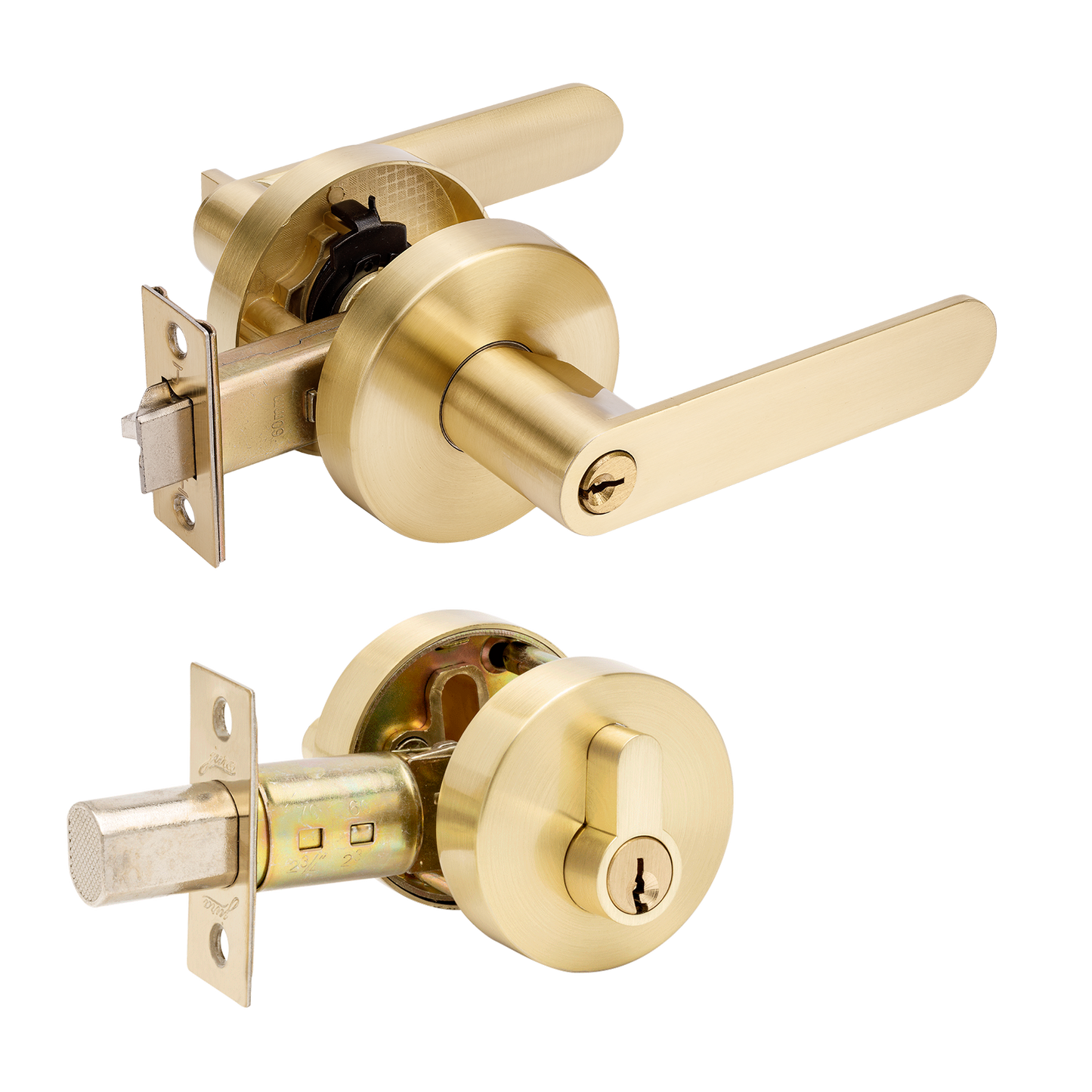 Zanda Sceptre Door Handle Lever Combination Set Satin Brass