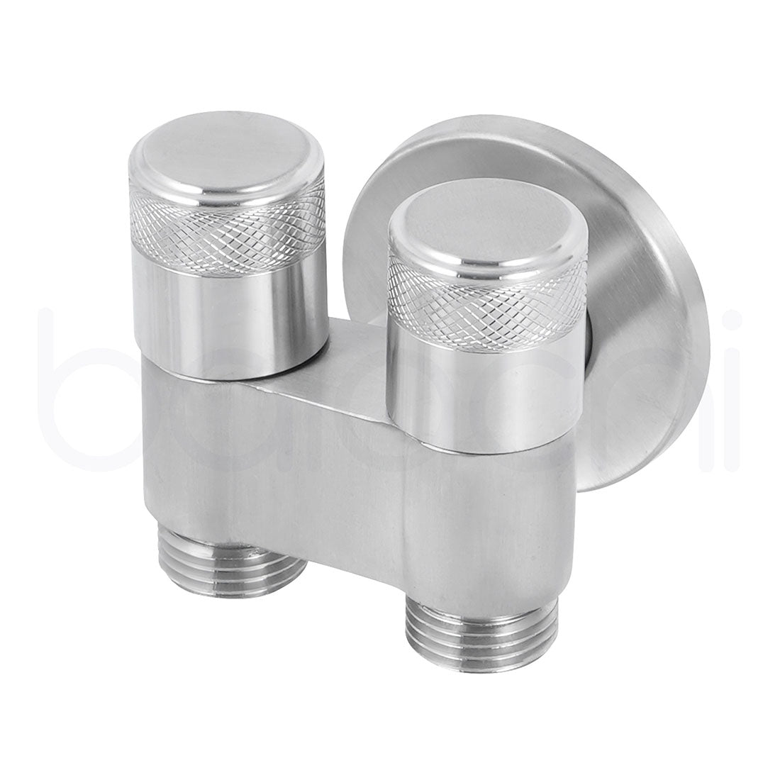 Baiachi Shattaf Twin Mini Cistern Stop Stainless Steel Quarter Turn with Backflow Valve Natural Brushed