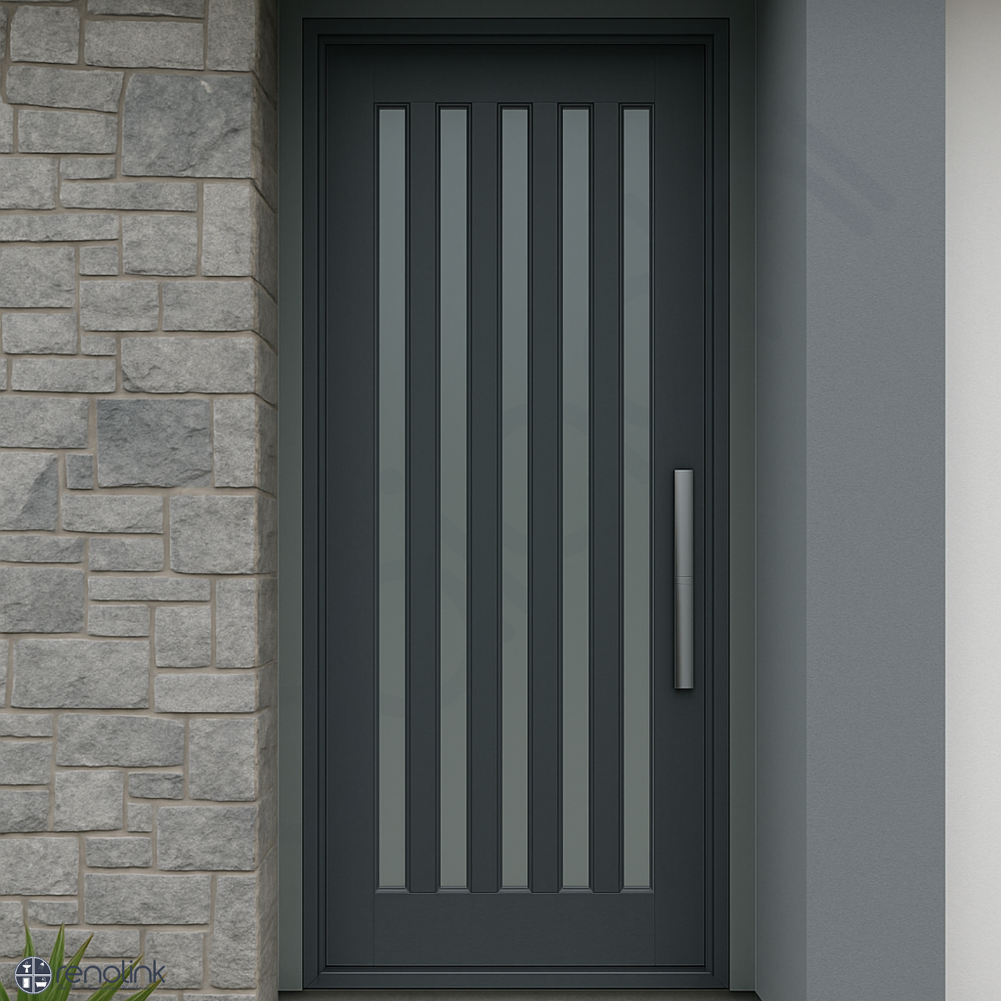 1200X2040X40mm Entrance Solid Timber Veneer External Front Entry Door Glass 033