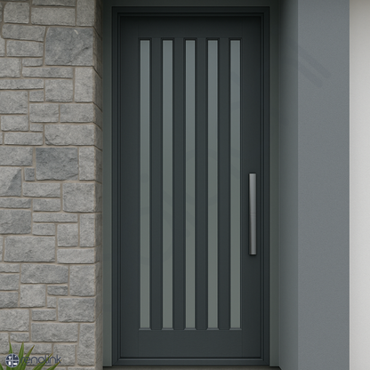 1200X2040X40mm Entrance Solid Timber Veneer External Front Entry Door Glass 033