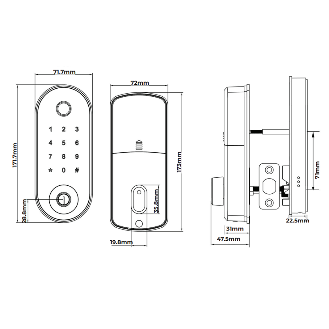 Stealth Smart Lock Deadbolts Satin Brass