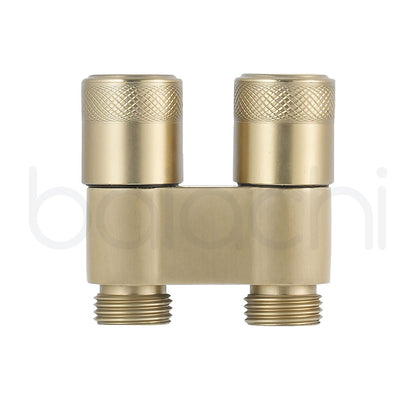 Baiachi Shattaf Twin Mini Cistern Stop Stainless Steel Quarter Turn with Backflow Valve PVD Brushed Gold