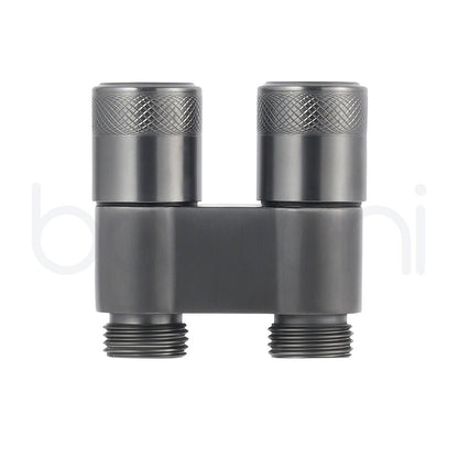 Baiachi Shattaf Twin Mini Cistern Stop Stainless Steel Quarter Turn with Backflow Valve PVD Gun Metal