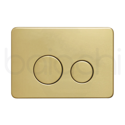 Habana Tornado Rimless Quiet Flush In Wall Toilet Suite with Round Stainless Steel Brushed Gold Flushing Buttons