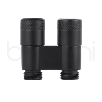 Baiachi Shattaf Twin Mini Cistern Stop Stainless Steel Quarter Turn with Backflow Valve Matte Black