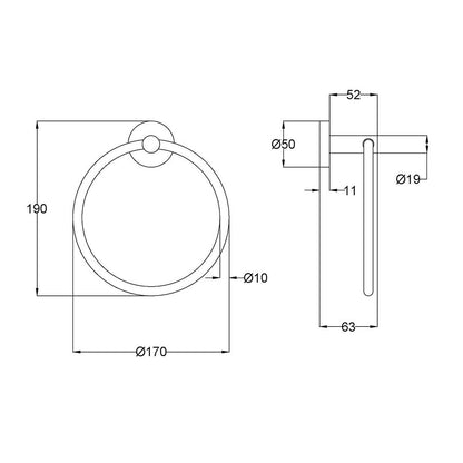 Otus Towel Ring Brushed Copper