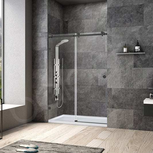 Frameless Wall to Wall Adjustable Sliding Shower Screen 1700x2000mm PVD Gun Metal
