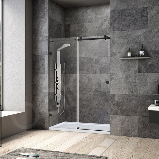 Frameless Wall to Wall Adjustable Sliding Shower Screen 1500x2000mm Matte Black