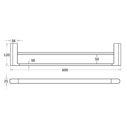 Flores Double Towel Rail 600mm Gun Metal