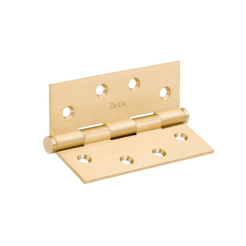 Brushed Gold Butt Hinge Fixed Pin 100 x 75 x 2.5mm