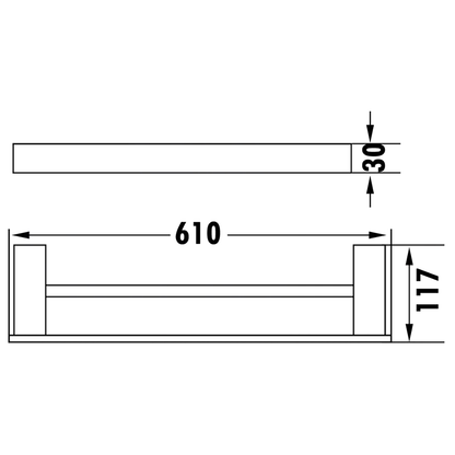 Rosa Double Towel Rail 610mm Matte Black