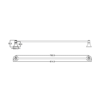 Ikon Clasico Single Towel Rail 800mm Chrome