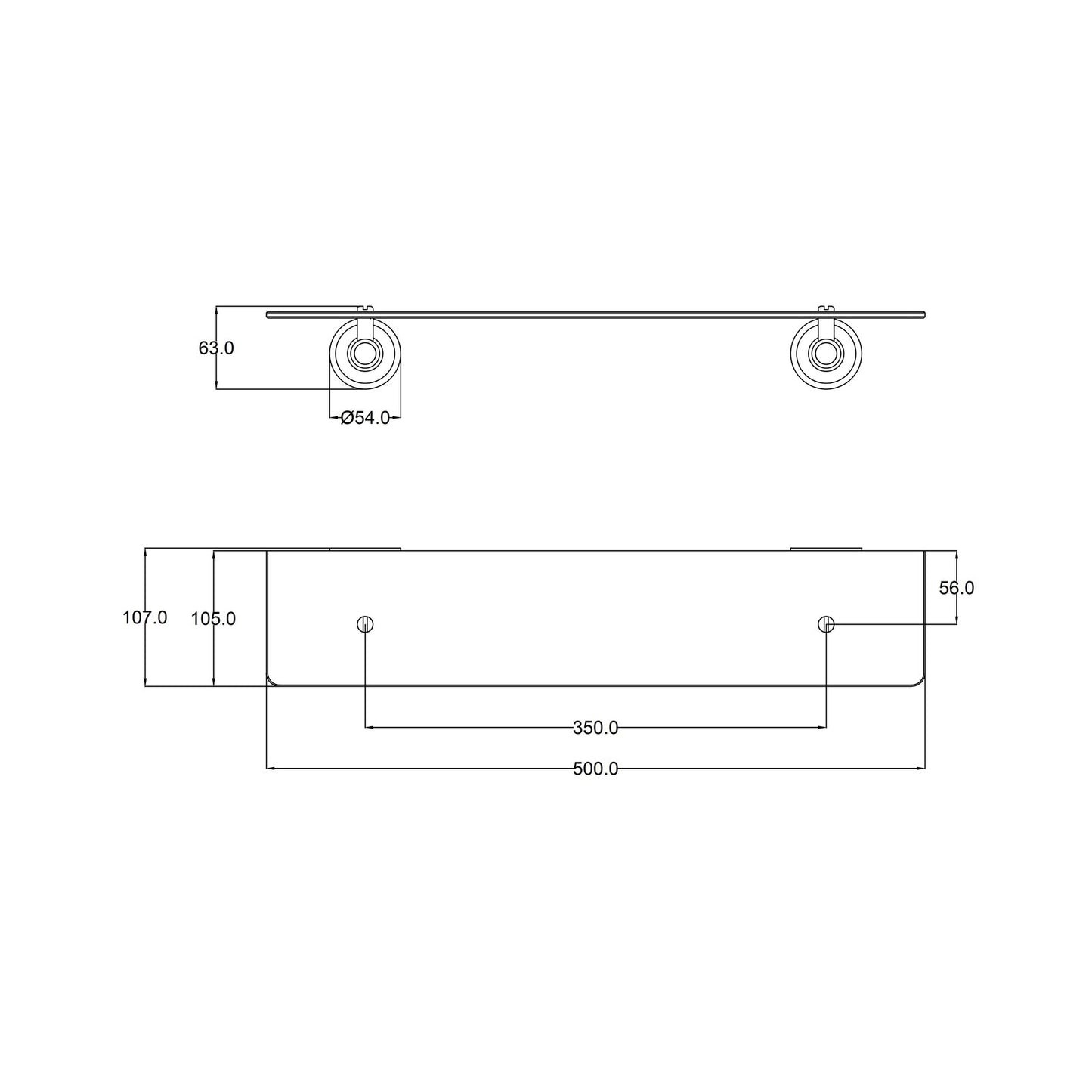 Ikon Clasico Glass Shelf Brushed Nickel
