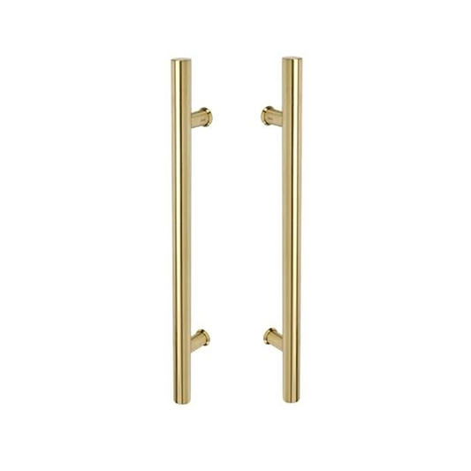 Zanda Round Door Pull Handle Back to Back 600mm Satin Brass 316SS