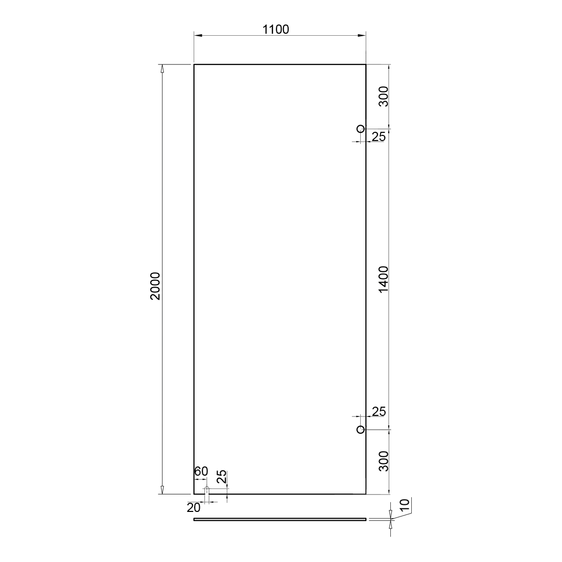 Frameless Shower Screen 1100mm Gun Metal