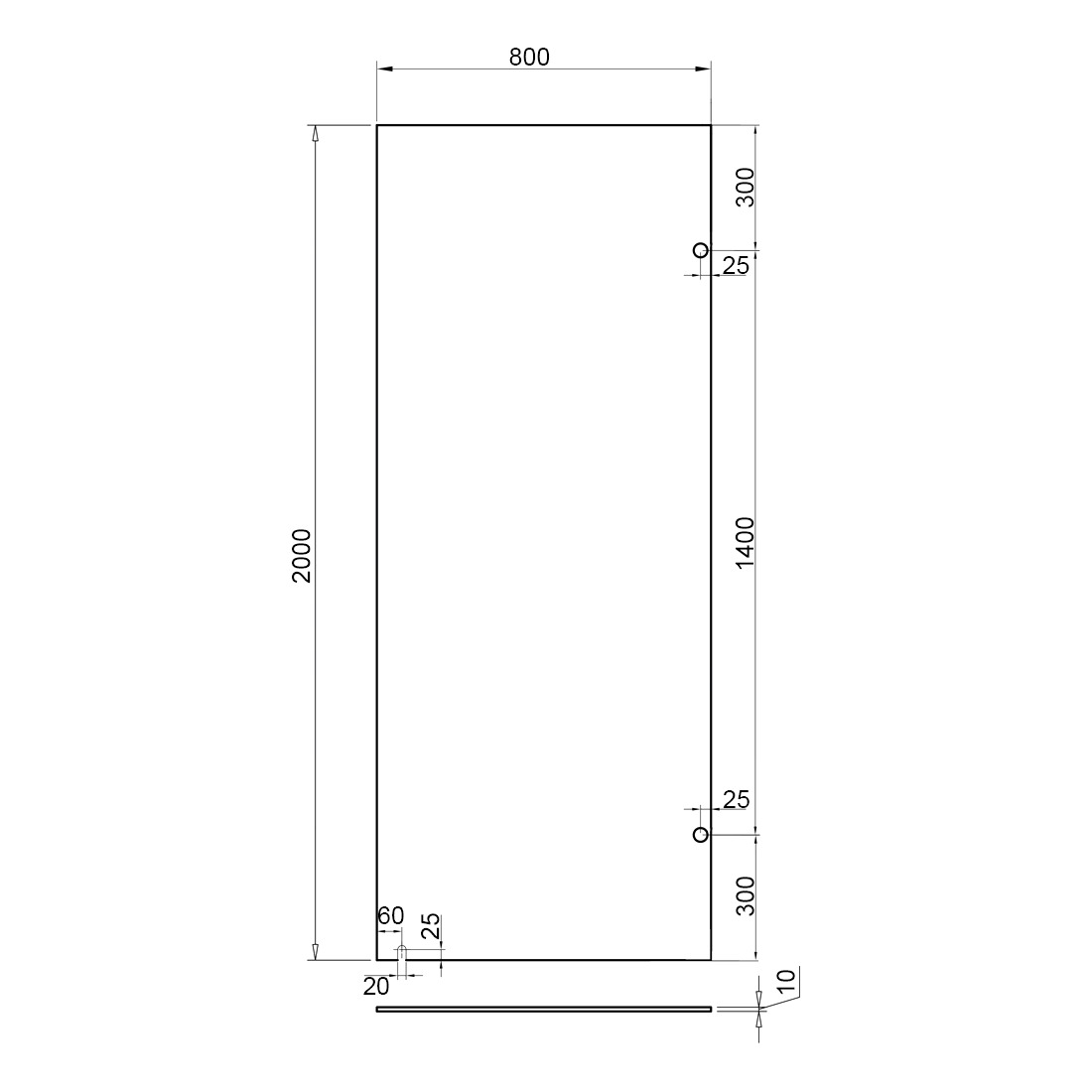 800mm Fixed Panel Shower Screen Chrome